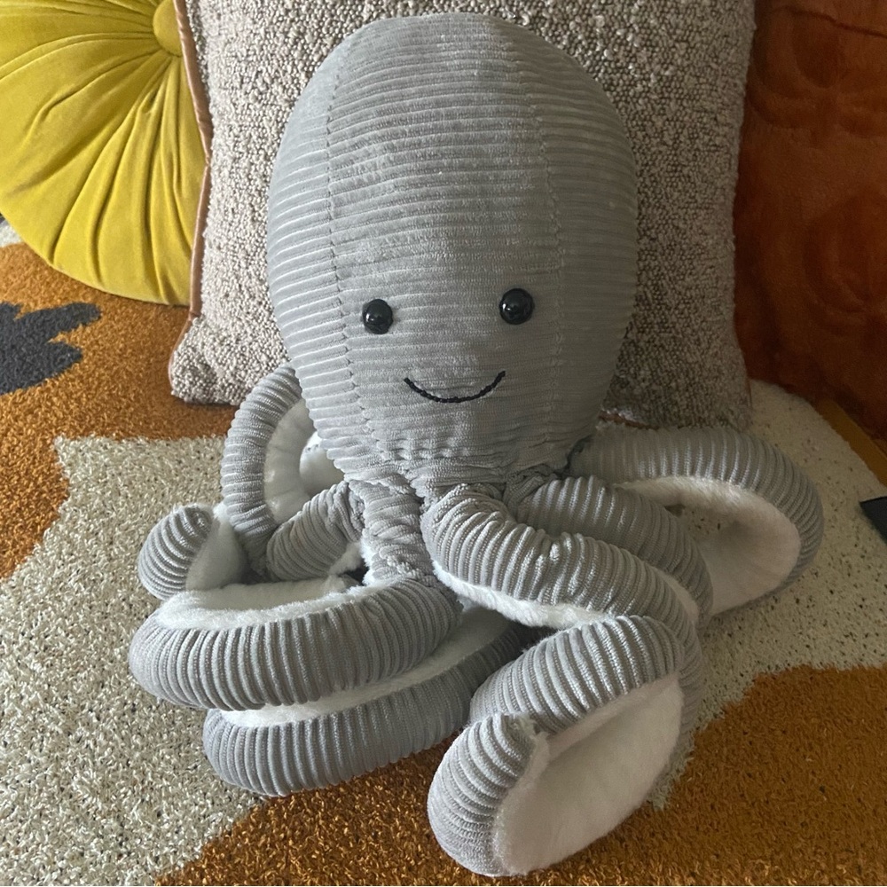 Little Toasties Heat and Hug Octopus Corduroy Plush Gray Grey. EUC